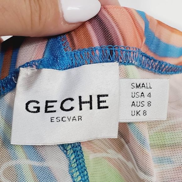 Geche Escavar mesh swirl colorfull footed leggings size  4 - Picture 11 of 12